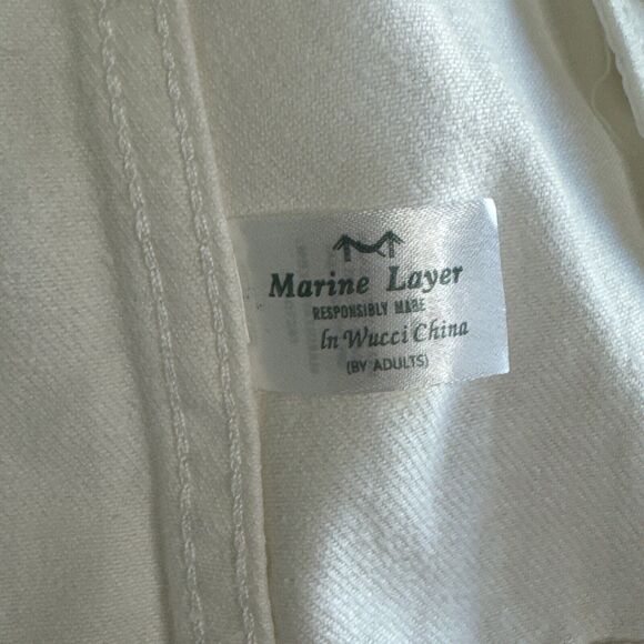 Marine Layer Women's White Button-Front Denim Jacket Size Large - Picture 4 of 5